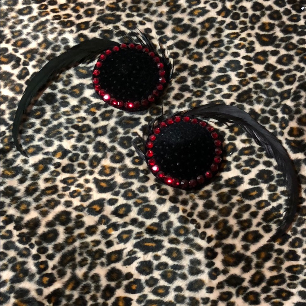 Swarovski feather pasties nipple tassels burlesque